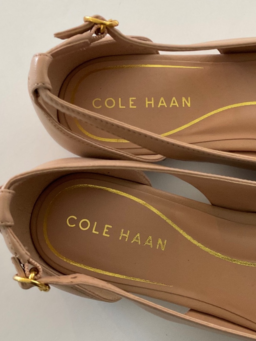 COLE HAAN Bria Cutout Flat Square Toe In Brush Tan Leather Size 9.5 NEW - Picture 5 of 11